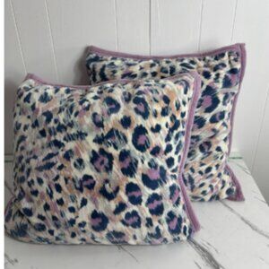 Pair of 2 UGG Australia Coco Leopard Print Purple Throw Pillow Covers